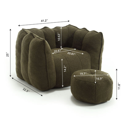 Soft Chenille Bean Bag Chair With High Resilient Foam
