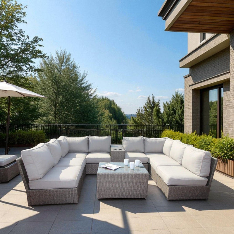 Comfortable Modern Patio Rattan Sectional Set With Cushions