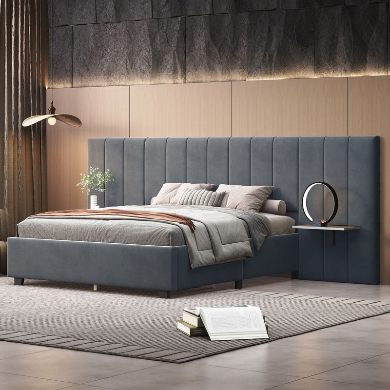 Upholstered Platform Bed With Big Headboard