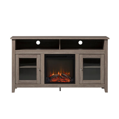 Classic Glass Door Fireplace Tall TV Stand For TVs Up To 65"