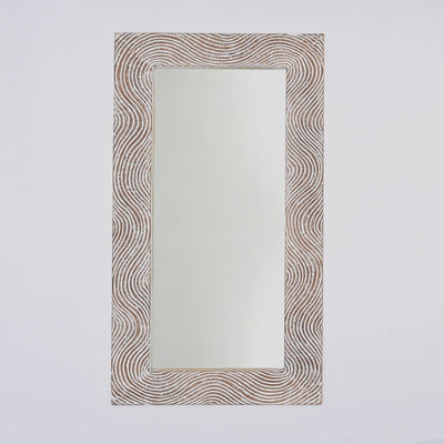 Handcarved Rectangle Mirror Accent With 3mm Glass - Antique White