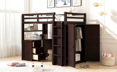 Loft Bed With Drawers, Desk, And Wardrobe