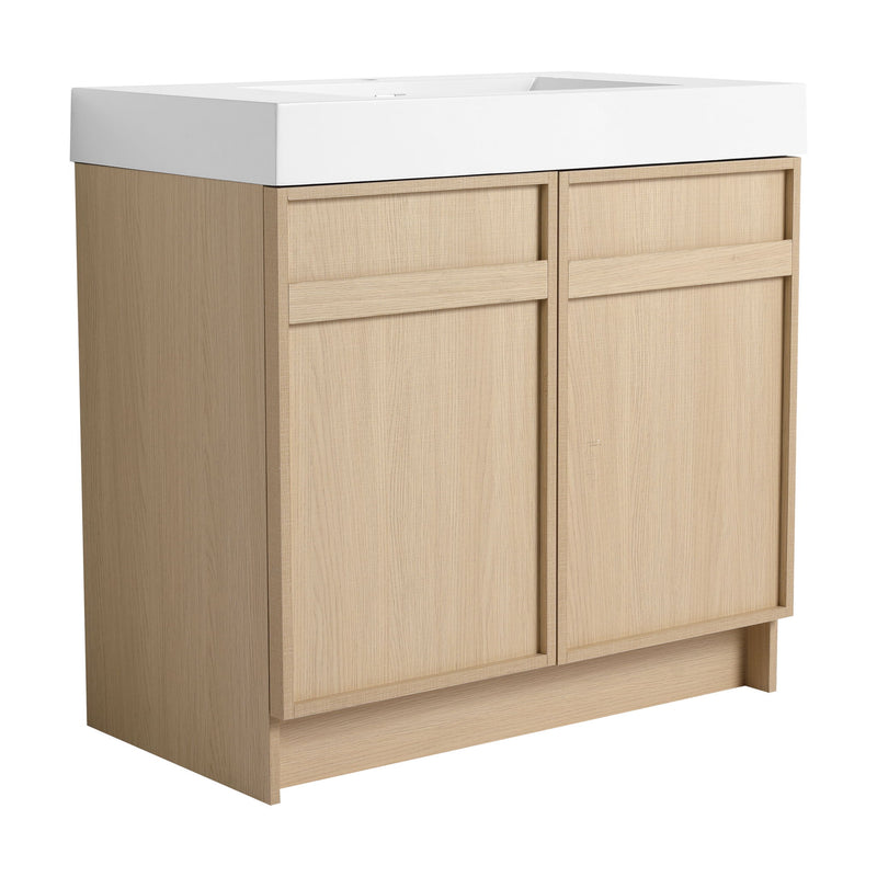Freestanding Bathroom Vanity With Resin Sink & Soft Close Cabinet Doors