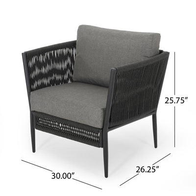 Hanford - Modern Club Chair With Woven Rope Design - Gray