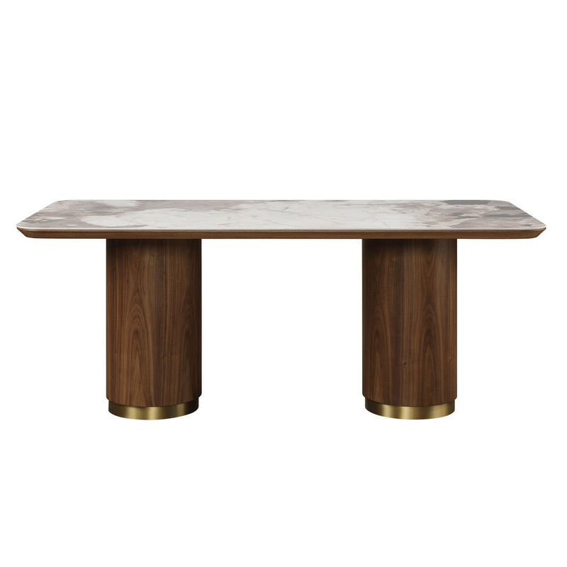 Willene - Ceramic Top Dining Table - Walnut