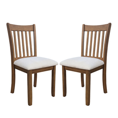 Modern Dining Chair, Wooden Back, Cushion Seats (Set of 2)
