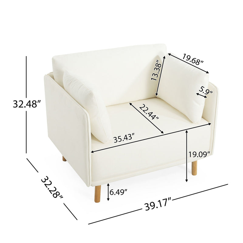 Modern Upholstered Accent Chair With Soft Cushions, Sleek Armrest Design