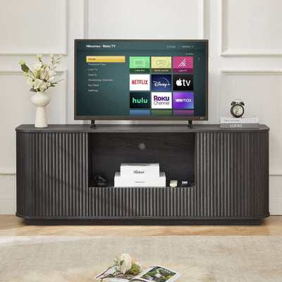 Modern Wavy TV Stand Rounded Sideboard With Storage Cabinet