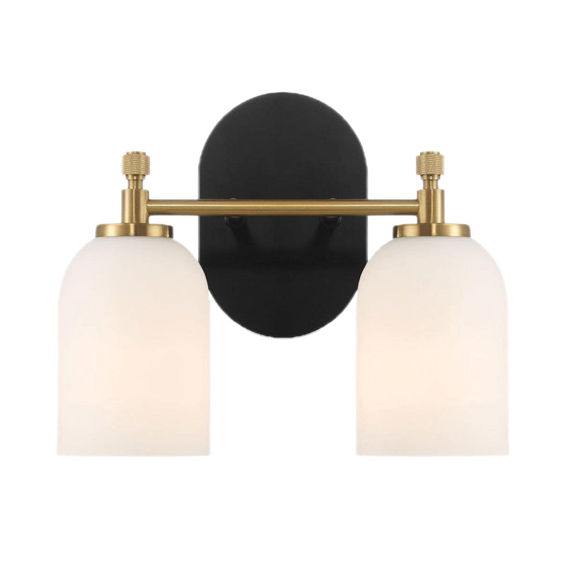 Vortex - 2 Lights Vanity In Traditional Style For Over Bathroom Mirror Wall Sconce - Black / Gold / White