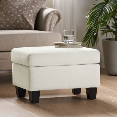 Springfield - Ottoman Contemporary Design Fabric Birch Wood Legs - Beige