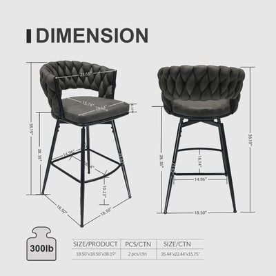 Bar Stool 360 Swivel With Back Footrest