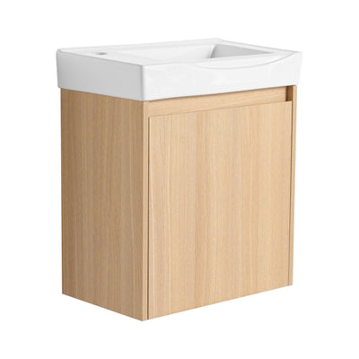 Modern Bathroom Vanity With Ceramic Basin, Wall Mounted Floating Sink Combo, Storage Cabinet
