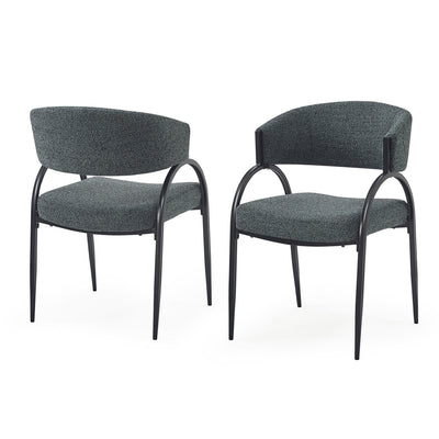 Contemporary Upholstered Dining Chairs With Metal Legs (Set of 2)
