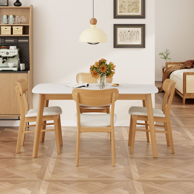 5 Piece Dining Set With Table And Upholstered Chairs