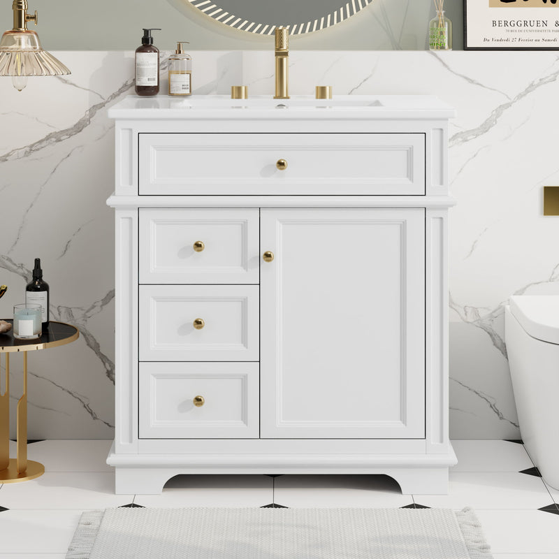 Freestanding Bathroom Vanity With Sink, Soft Closing Door, Tip Out Drawer