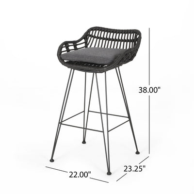 Outdoor Rattan Bar Chair With Metal Legs
