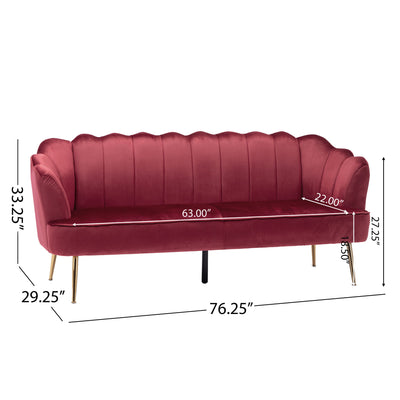 Modern Glam 3 Seater Sofa With Velvet Texture