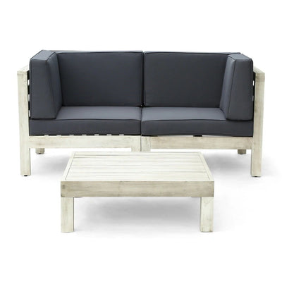 Brava - X Back 2 Seater Sectional Loveseat With Coffee Table