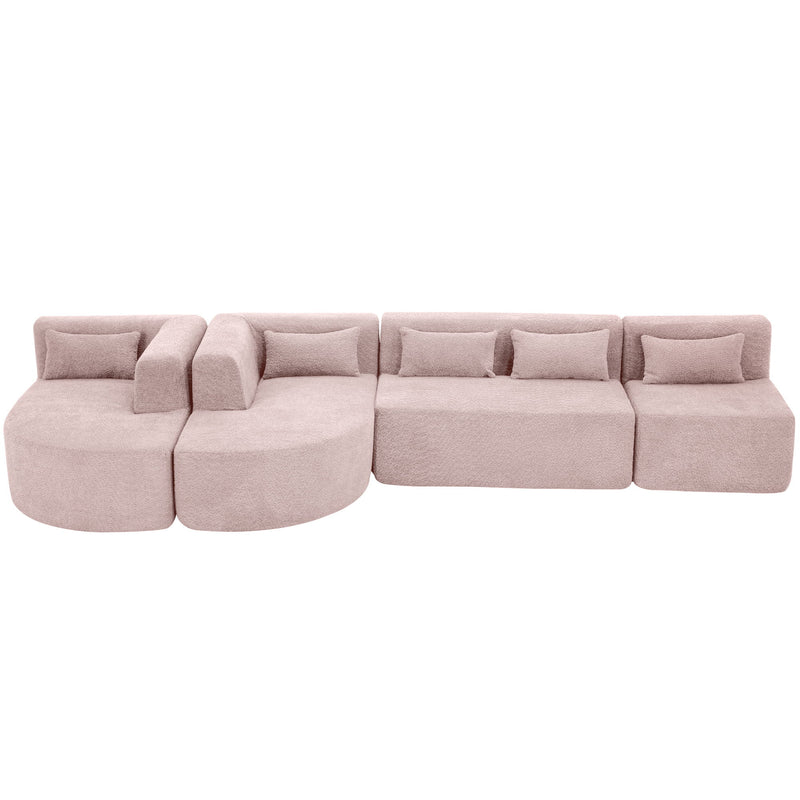 Upholstered Sofa Free Combined Sofa Couch With 2 Chaise Lounge And Five Back Pillows For Living Room
