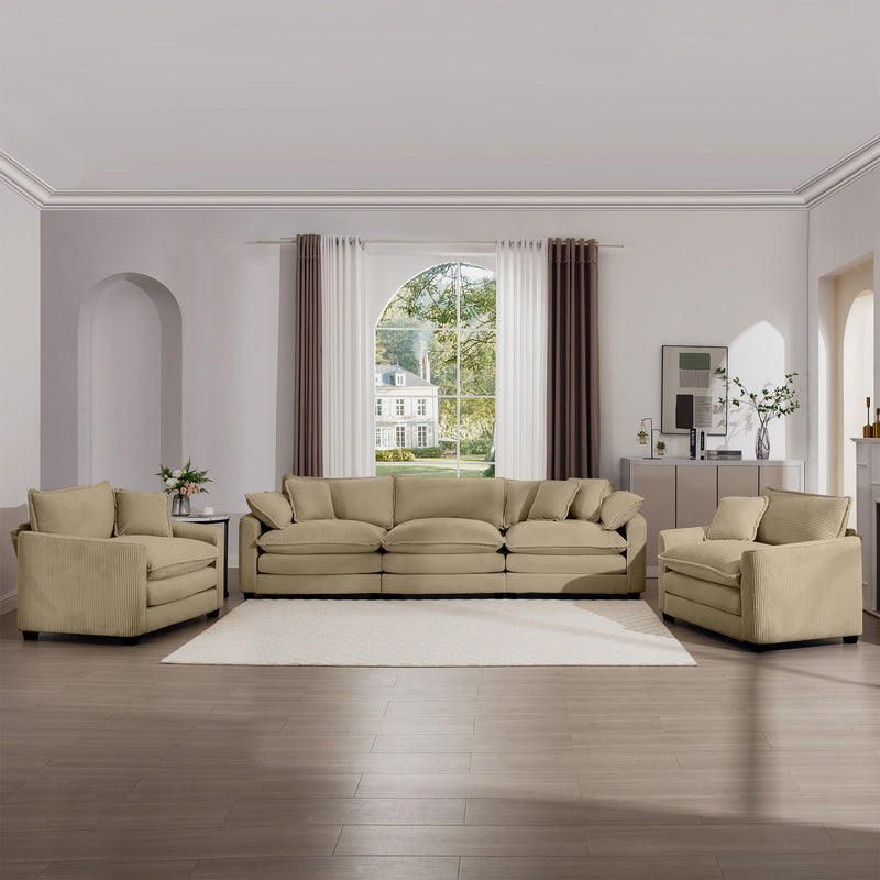 Elegant Corduroy Oversized Sectional Sofa Set With Deep Seats And Flexible Layout