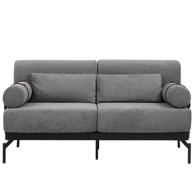 Modern Loveseat Sofa 2 Seater With USB Ports, Cylindrical Armrests