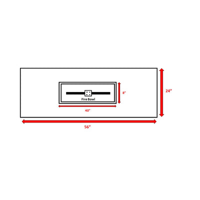 Rectangular Propane Fire Pit Table With Fiber Reinforcement And Adjustable Flame Control - Gray