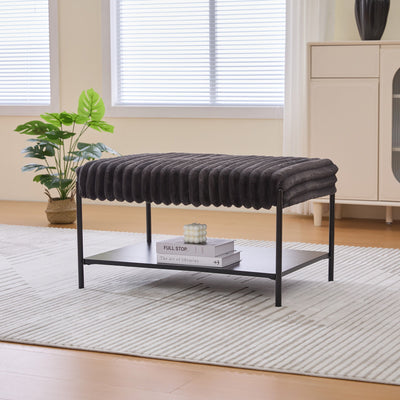 Upholstered Ottoman Coffee Table Foot Rest With Open Storage