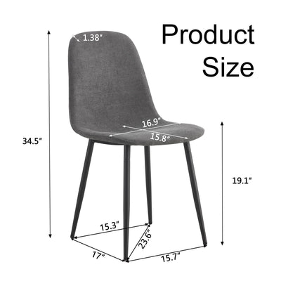 Modern Medieval Style Cushioned Side Chairs Set With Black Metal Legs For Kitchens