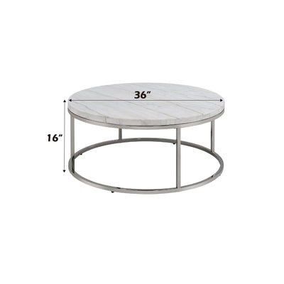 Zaidee - Mable Top Nickel Coffee Table - White