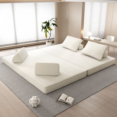 Multifunctional Convertible Sofa Bed With 2 Tumbler Backrests And 2 Pillows, Deep Seat Couch