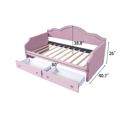 Upholstered Daybed With LED Lights And 2 Drawersme
