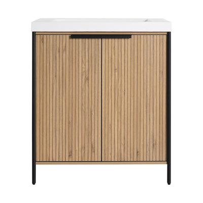 Modern Freestanding Bathroom Vanity With Resin Sink & Soft Close Cabinet Doors