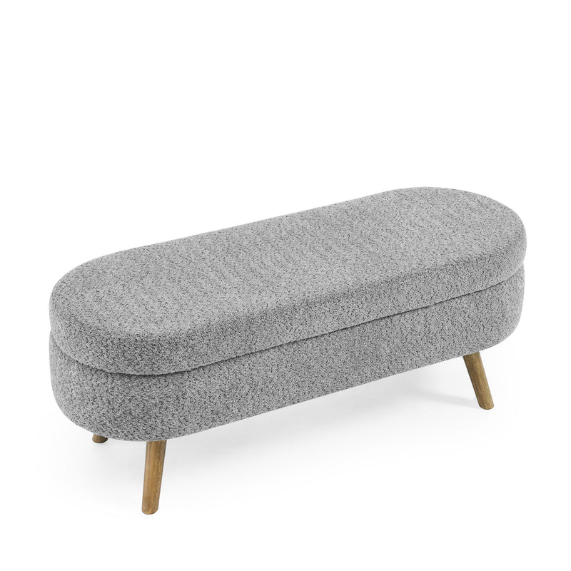Ottoman Oval Storage Bench With Rubber Wood Legs
