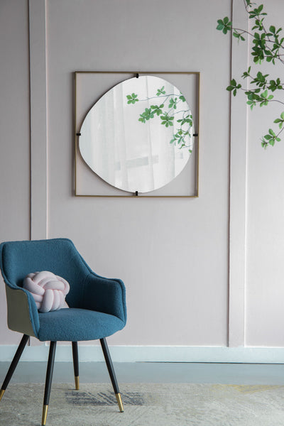 Poppy Mirror With Metal Frame Contemporary Design For Bathroom, Entryway Wall Decor