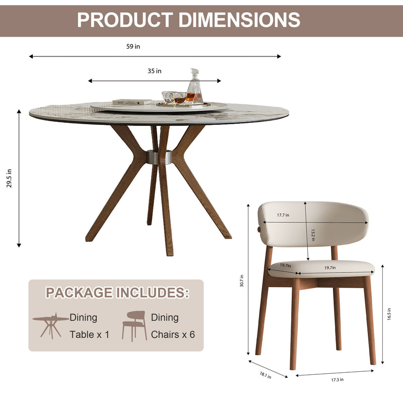 Modern Sintered Stone Dining Table Set With Chairs