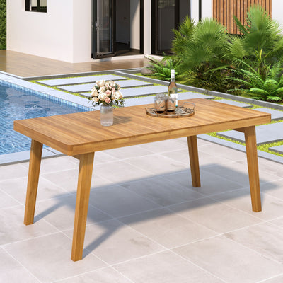 Outdoor Dining Table With Slatted Top, Ideal For Patio