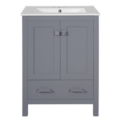 Bathroom Vanity With Integrated Undermount Ceramic Sink, 2 Doors And 1 Drawer, Soft Close Hinges
