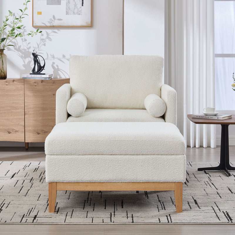 Oversized Swivel Barrel Accent Chair And Ottoman Set With Storage