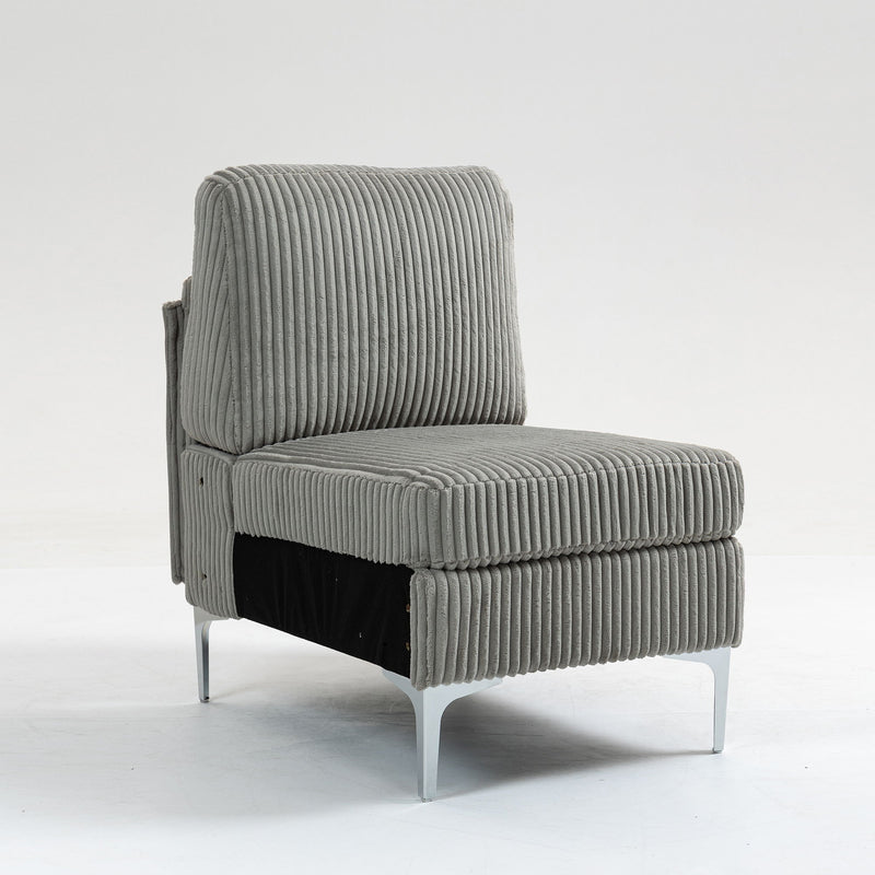 Single Couch Modular Armless Accent Chair With Back Cushion