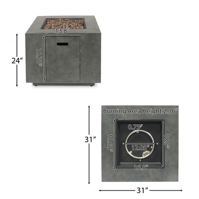 Outdoor Patio Gas Burning Fire Pit Table 50,000 Btu, Square