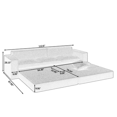 Modern Minimalist L Shape Modular Sectional Sofa, Corduroy Couch
