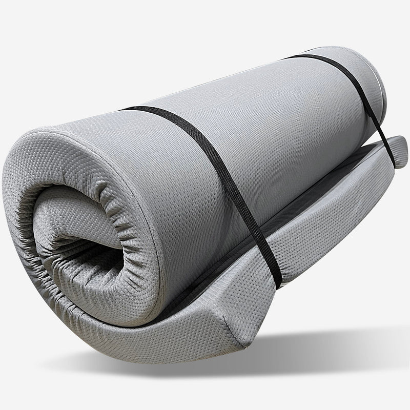 Memory Foam Camping Mattress Foldable, Portable With Water Resistant Cover - Gray