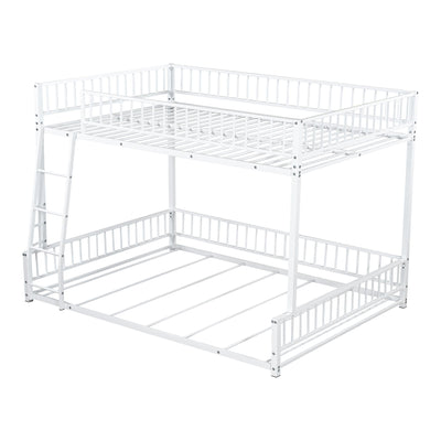 Bunk Bed Frame With Ladder And Safety Guardrails