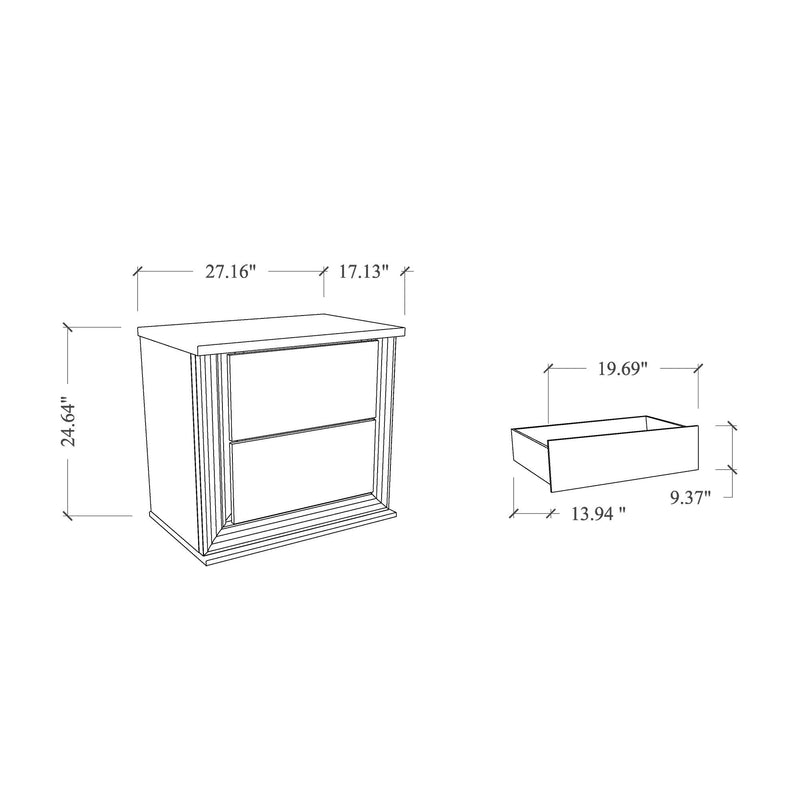 Moon - Marble Nightstand With LED - White