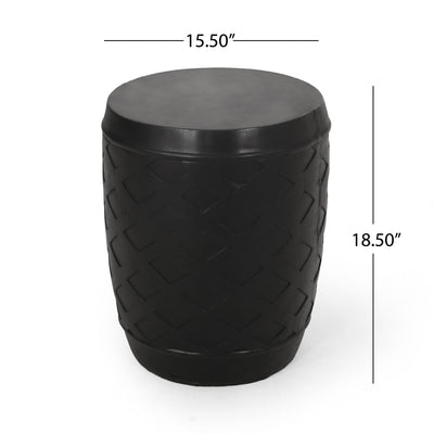 Outdoor Side Table With Lattice Design And Round Top - Black