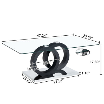 Contemporary Style Glass Top Coffee Table