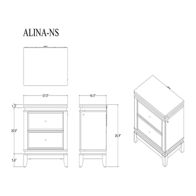 Adalid - Nightstand With Glittered Drawer Front And LED Lighting - White