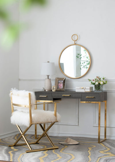 Circle Wall Mirror With Iron Frame, Accent Mirror For Living Room