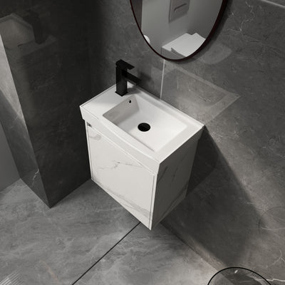 Modern Bathroom Vanity With Ceramic Basin, Wall Mounted Floating Sink Combo, Storage Cabinet