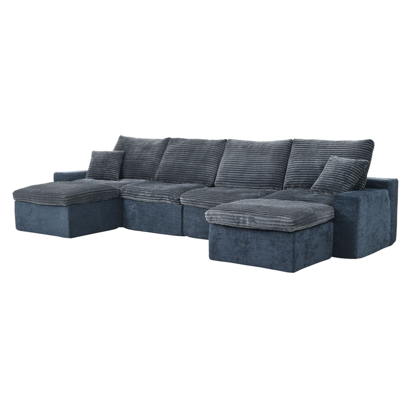 Modern Modular U Shaped Cloud Sectional Couch With Deep Seat And Comfy Chaise